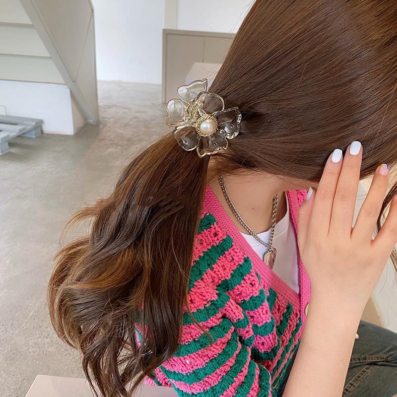 Kẹp Tóc Trong Suốt Đính Hoa Ngọc Trai Đơn Giản Thời Trang Hàn Quốc