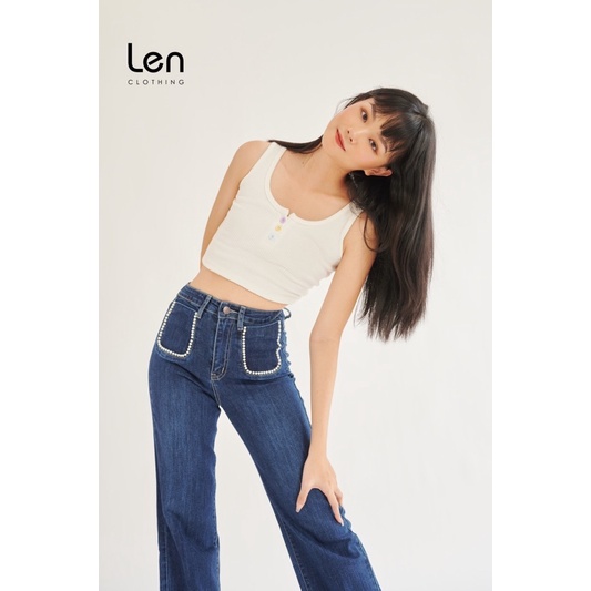 LEN clothing Áo tanktop màu trắng nút 815500