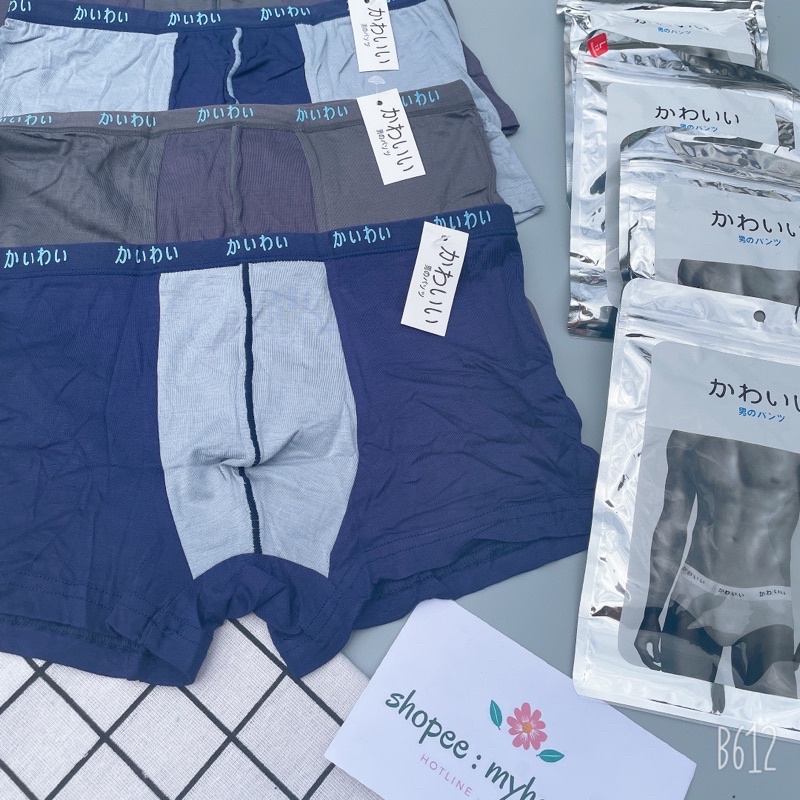 Quần sịp boxer cotton 100% siêu mát  kèm túi zip