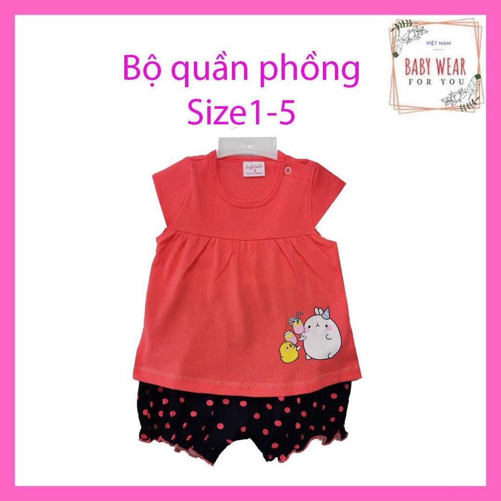 Bộ ngắn quần phồng chất đẹp đáng yêu cho bé gái Baby Wear (6-12kg)