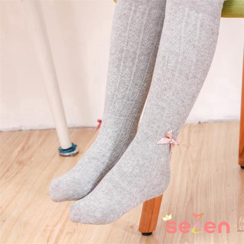 Quần legging đan giữ ấm có đính nơ đáng yêu cho bé gái