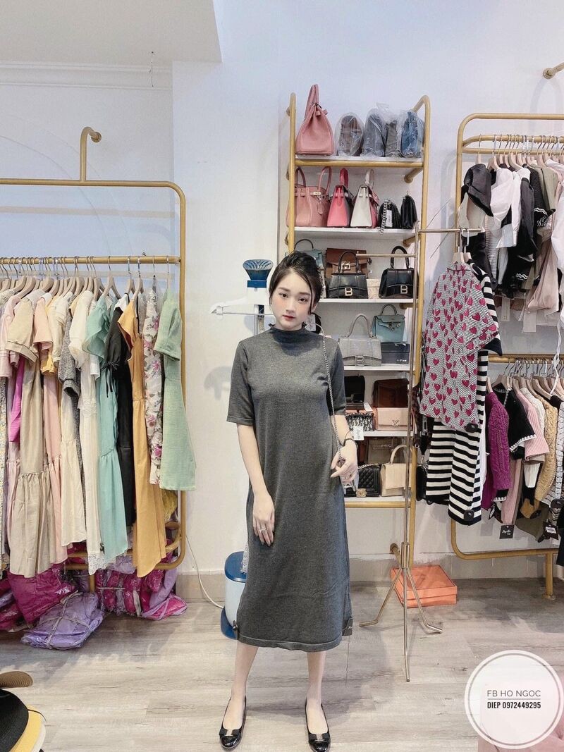 [Mã WAINCU20 hoàn 20% xu đơn 99k] Váy len cổ tròn dài quảng châu nhiều màu | BigBuy360 - bigbuy360.vn