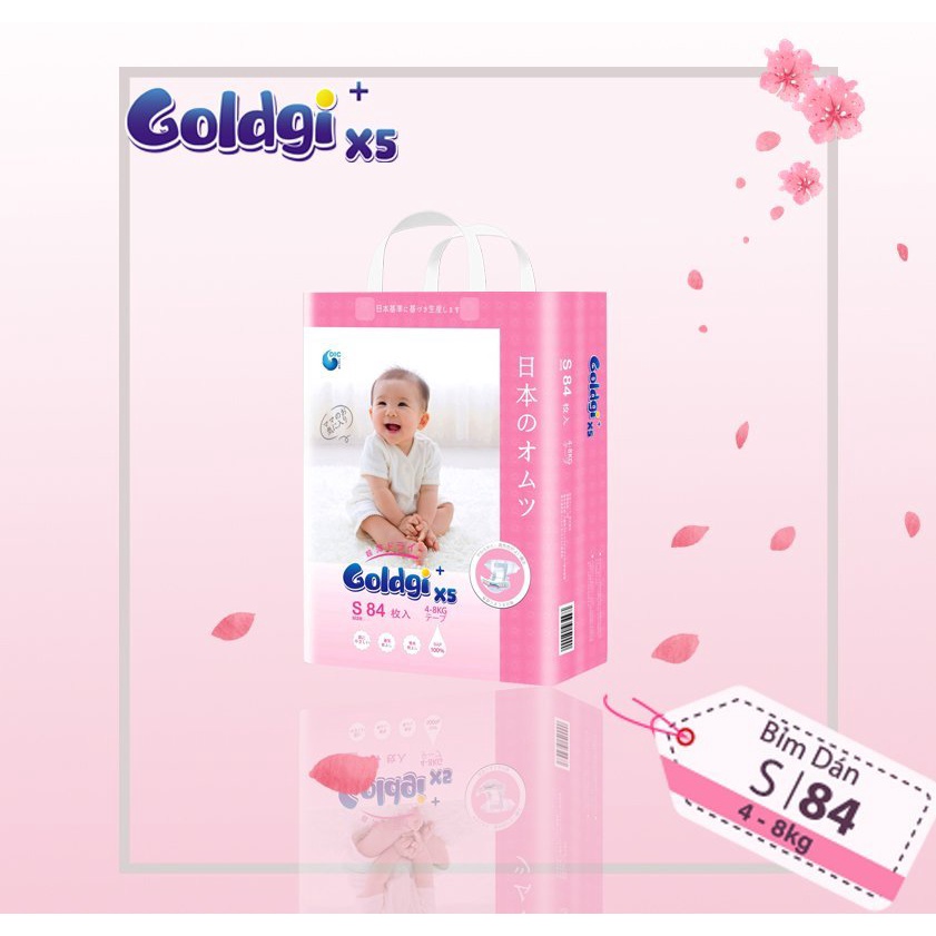 Bỉm Quần/Dán GOLDGI+ X5 M60/L48/XL44/XXL32 Mẫu Mới Cho Bé Nội Địa Nhật