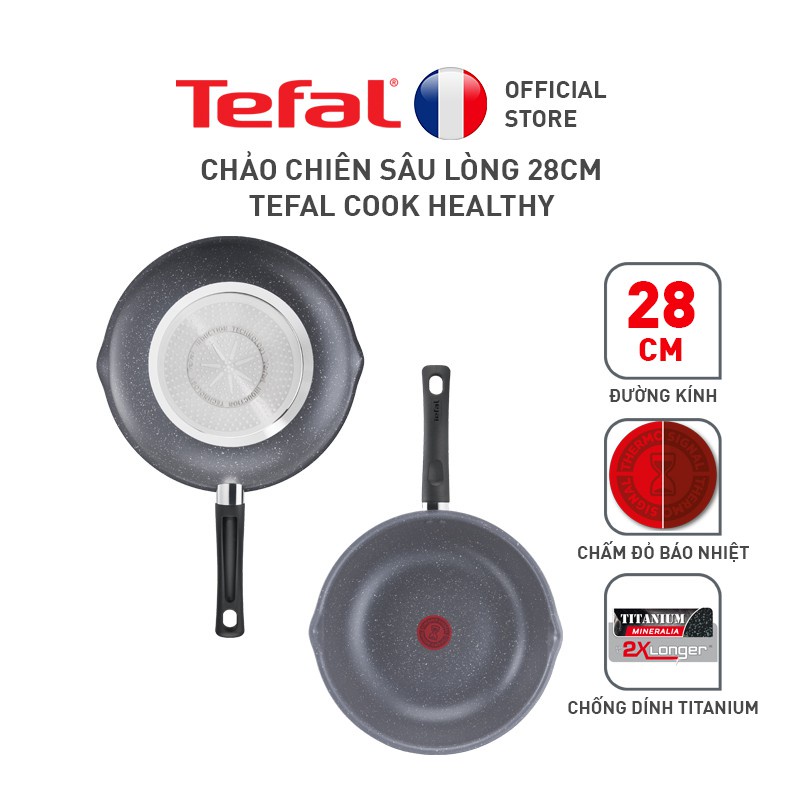 Bộ nồi chảo Tefal Cook Healthy 3pcs (Chảo 24/Chảo sâu 28/ Nồi 20)