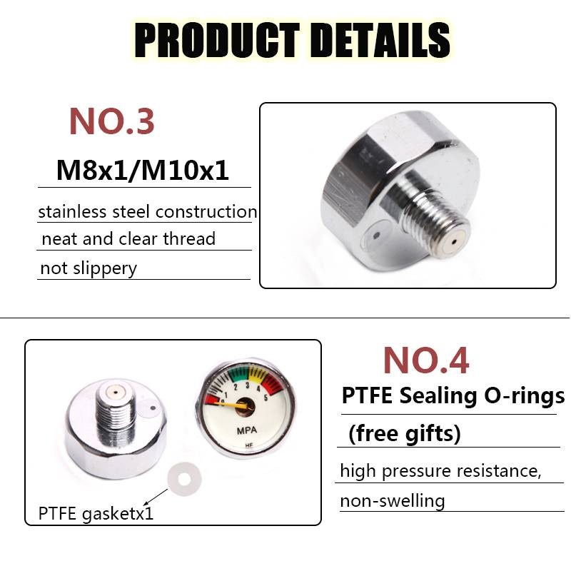 1 Đồng Hồ Đo Áp Suất Không Khí 25mm 5Mpa 10Mpa 20Mpa 30Mpa 35Mpa 40Mpa 1 Inch M8x1