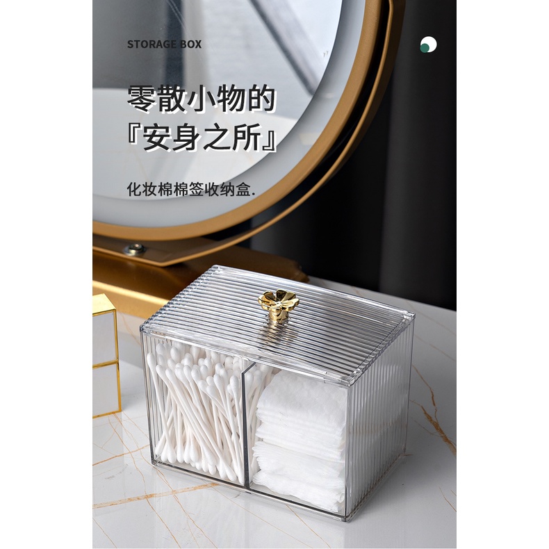 Hộp Đựng Tăm Bông/Bông Tẩy Trang Mini Chống Bụi Bằng Acrylic