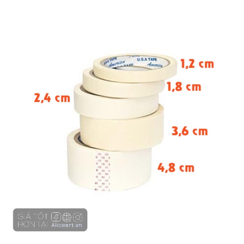Masking tape - băng dính giấy chặn màu, bo tranh làm viền chống thấm nước