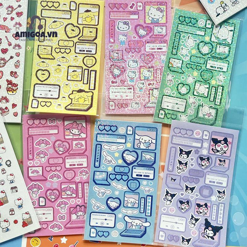 ✨✨SANRIO Hình Dán Lấp Lánh Trang Trí Sổ Tay Kuromi Tạp Chí