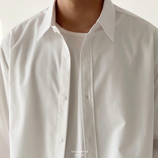 Áo sơ mi trắng tay dài nam đơn giản [Oxford White Shirt]