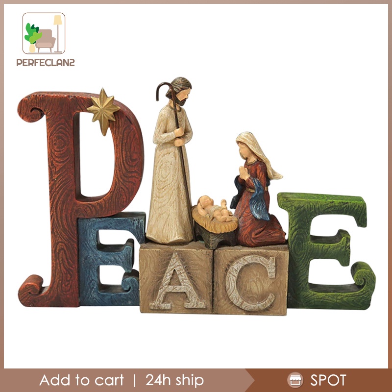 ✨Hàng sẵn sàng✨Christmas Nativity Scene Figures Resin Crafts Ornaments 24.5x16x5.2CM