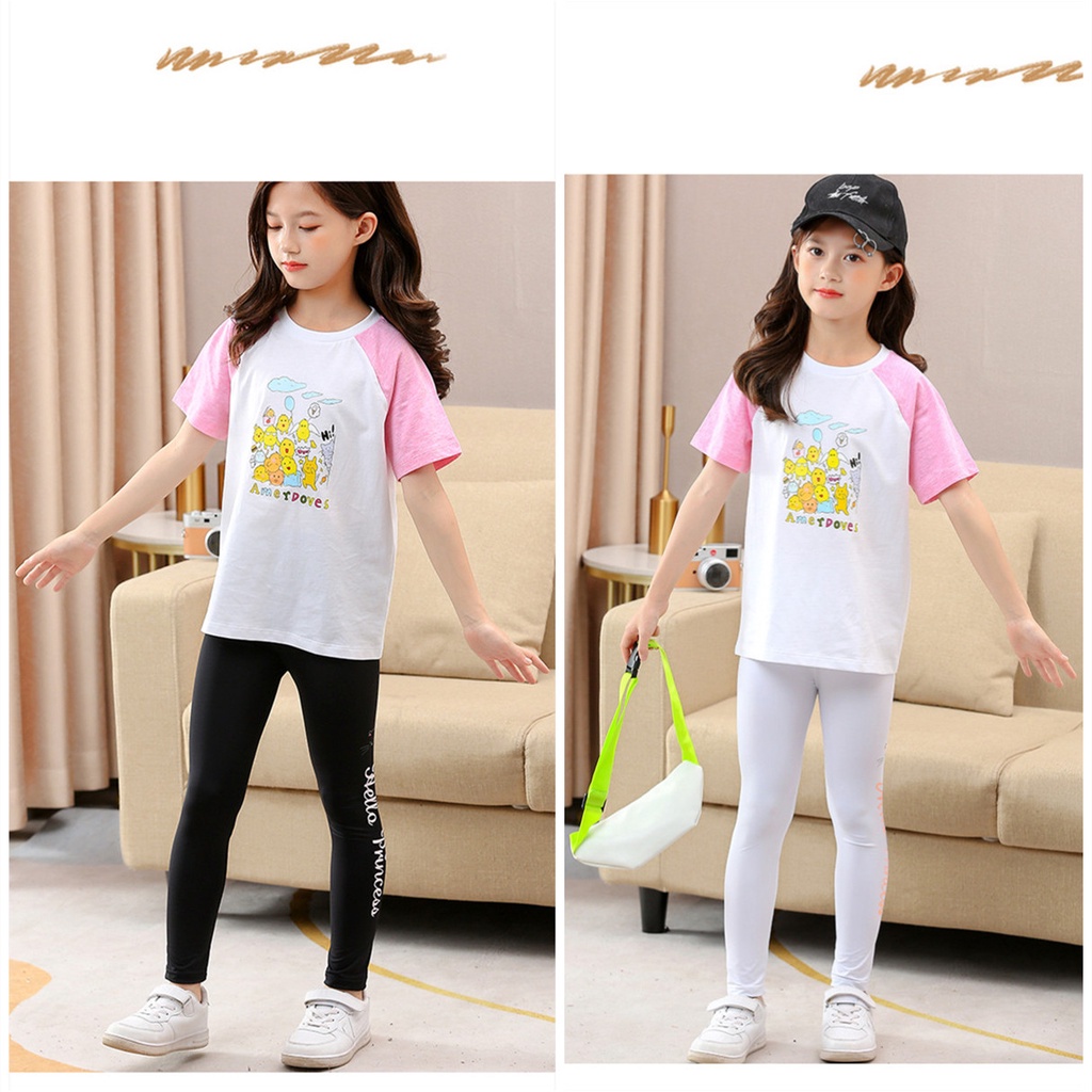 [LF.VN] Quần Legging Thể Thao Co Giãn Hình Cá Mập Cho Bé Gái 100-160cm
