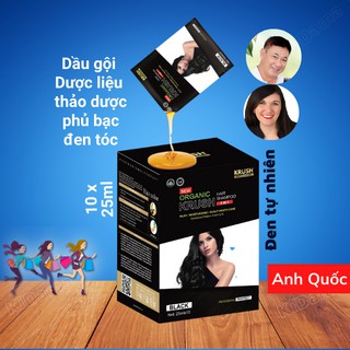 Gói Dầu gội đen tóc hữu cơ, dầu gội phủ bạc tóc Organic KRUSH an toàn tiện lợi 10 phút tại nhà - Nhập khẩu Anh