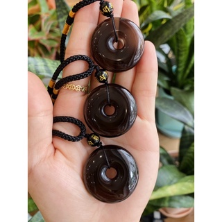 Dây chuyền đồng điếu đá NĂNG LƯỢNG thạch anh khói, đá Smoky Quartz