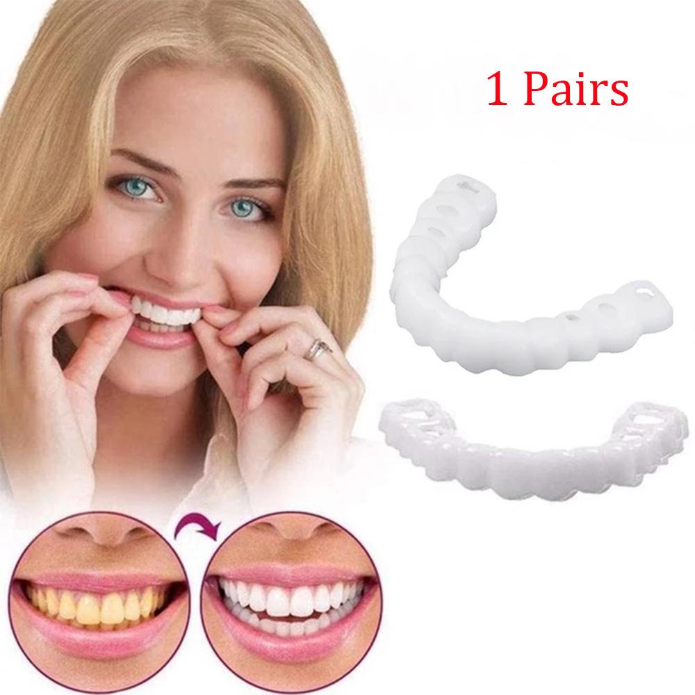 Vỏ Bọc Răng Giả Bằng Silicone Làm Trắng Thoải Mái Vừa Vặn Hình Mặt Cười