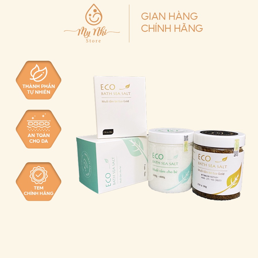 COMBO Muối Nâu Eco Gold 400gr và Muối Trắng Eco 400gr - Bộ đôi hoàn hảo chăm sóc da bé