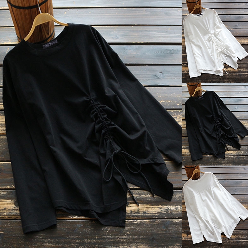 ZANZEA Áo cách điệu tay dài cổ tròn dáng rộng phong cách Hàn Quốc hợp thời trang | BigBuy360 - bigbuy360.vn