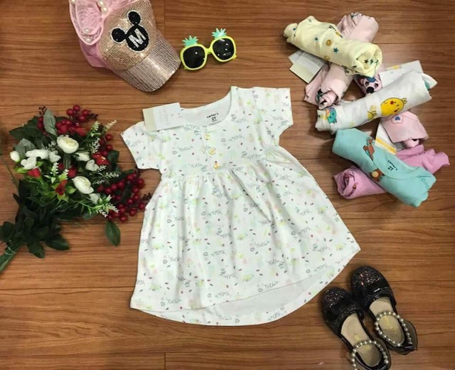 váy cotton cộc tay baby doll bé gái 9-22kg ( xả hàng)