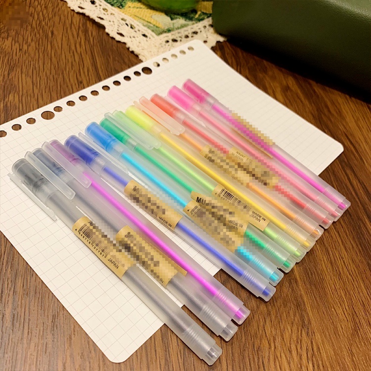 Bộ 10 cây bút gel MUJI Bút mực gel viết mực đen ngòi 0.5mm đồ dùng học tập