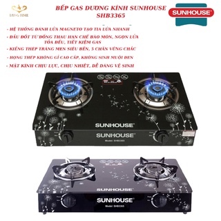 Bếp Gas Sunhouse SHB 3365 , Kính chịu lực , Chịu nhiệt tốt , Tạo tia lửa hồng ngoại , bảo hành 24 tháng