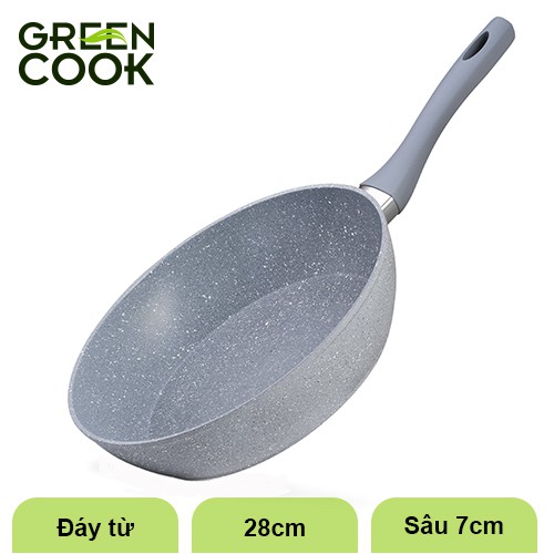 Bộ 2 chảo chống dính đáy từ vân đá đủ size Green Cook - Hàng chính hãng