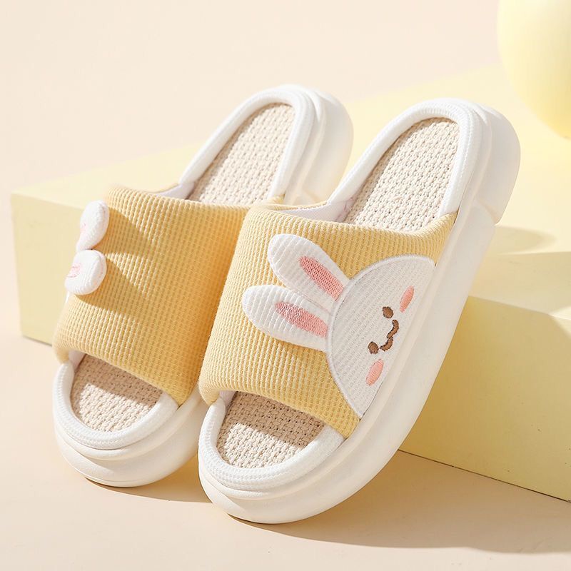 Dép Vải Lanh Chống Trượt Họa Tiết Hoạt Hình Dễ Thương Cho Nữ