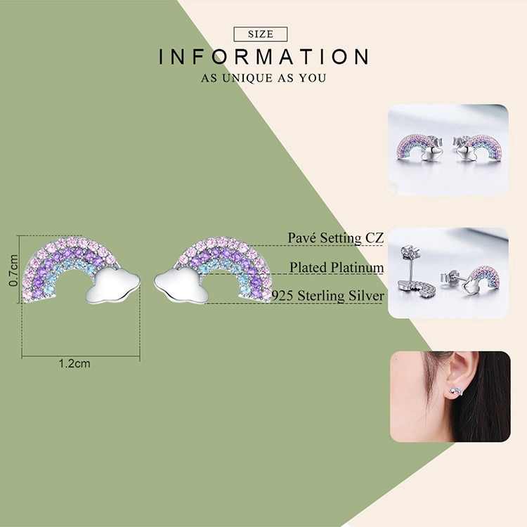 Bông tai Bamoer chất liệu bạc hình cầu vồng độc đáo