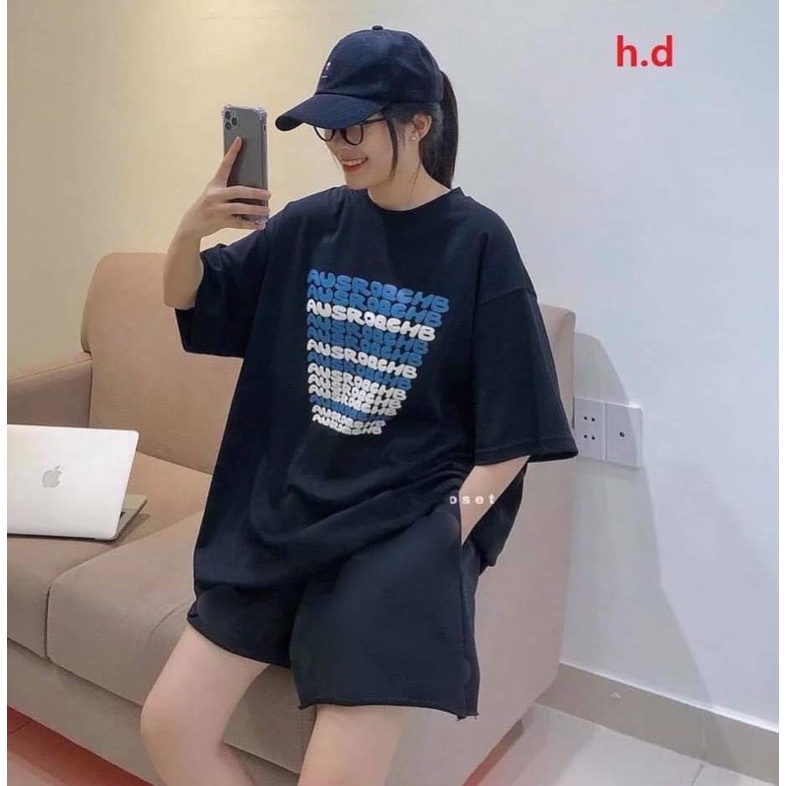 Đồ bộ hoạt hình form rộng Unisex Bò Sữa, Việt Nam, Cô gái,Chữ Kute + QUẦN Short♥️FreesizeSét trang phục thể thao Unisex