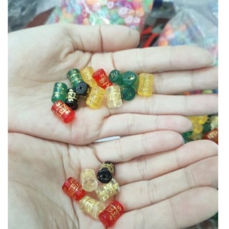 hạt lu thống nhựa hình trụ nhiều màu có khắc chữ size 8x12mm