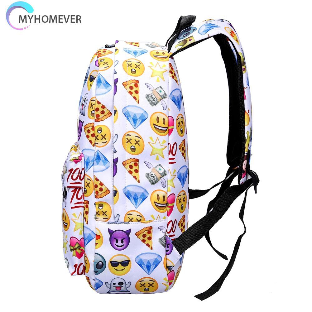 túi 2pcs New Fashion 3D Nylon Cute Smile Print Backpack Travel School Bag-116592 nữ