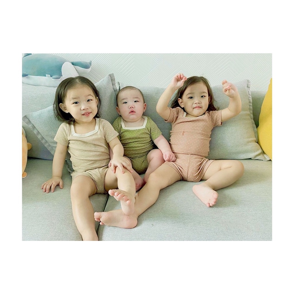 Bộ chấm bi thun tăm siêu hottt  cho bé trai - bé gái