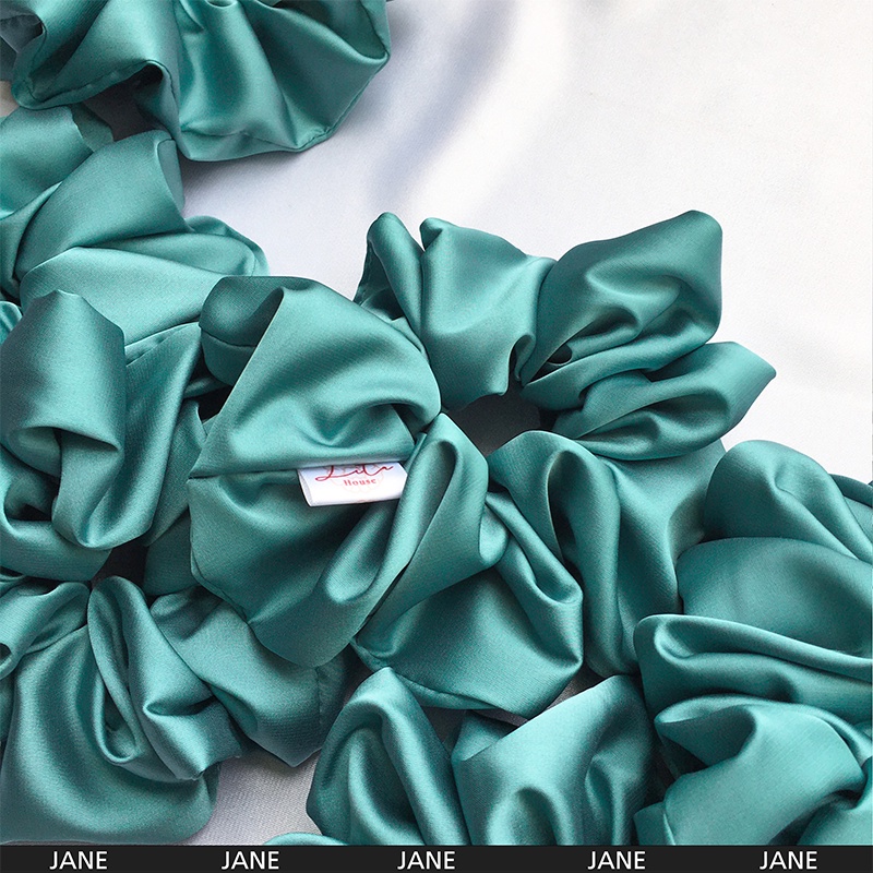 JANE - Dây chun buộc tóc Satin Scrunchies Handmade I Aqua Blue