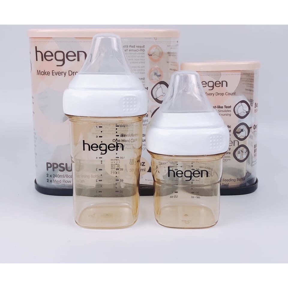 Bình sữa Hegen cao cấp 150ml 240ml 330ml, được chọn núm, cam kết chính hãng