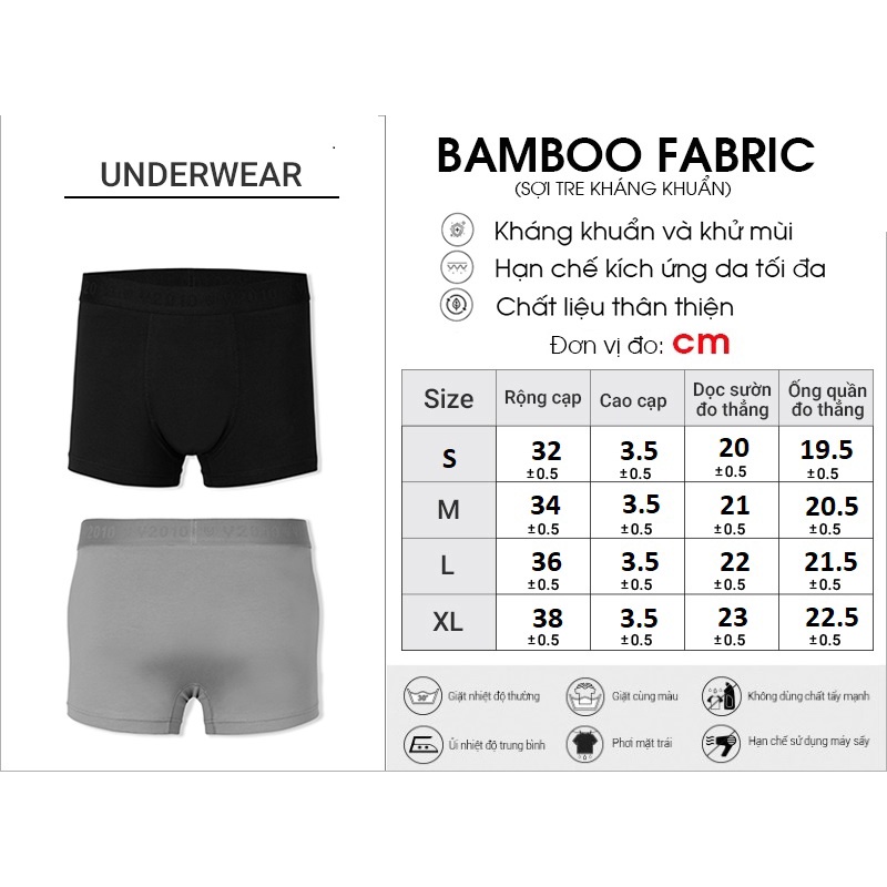 [Mã FATREND2810 giảm đến 30k tối đa 99k] Combo 3 Quần Lót Nam Boxer Dáng Trunk Bamboo Kháng Khuẩn Y2010 M3 20791 |YaMe|