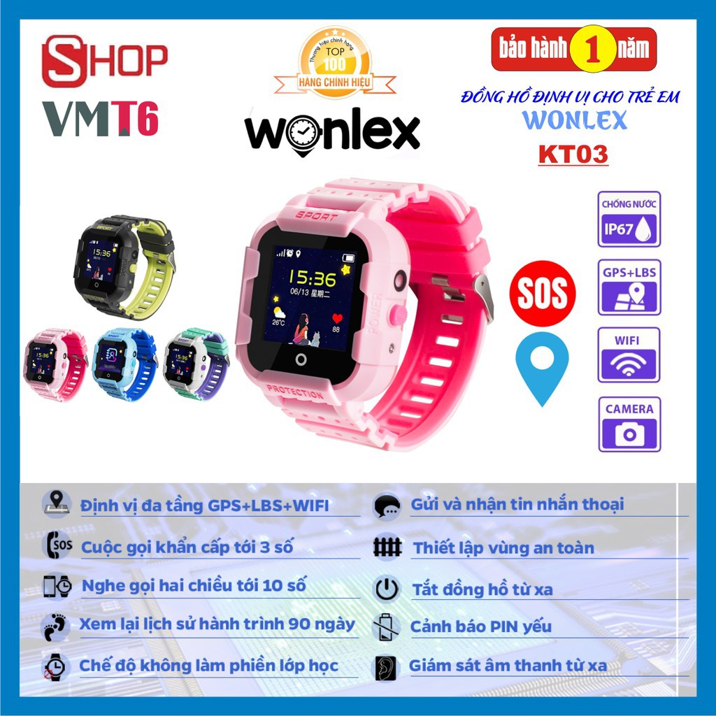 Đồng hồ định vị thông minh WONLEX KT03 - Chống nước IP67 - Chính hãng BH 12 tháng ! !