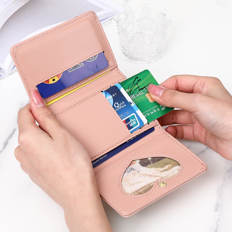 Ví da cầm tay KAITIFEI đựng tiền xu dáng ngắn mini nhỏ gọn cao cấp nhiều ngăn họa tiết hoạt hình xinh xắn đáng yêu