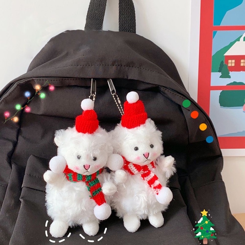 Móc khóa hình chú cừu nhồi bông dễ thương phong cách Hàn Quốc