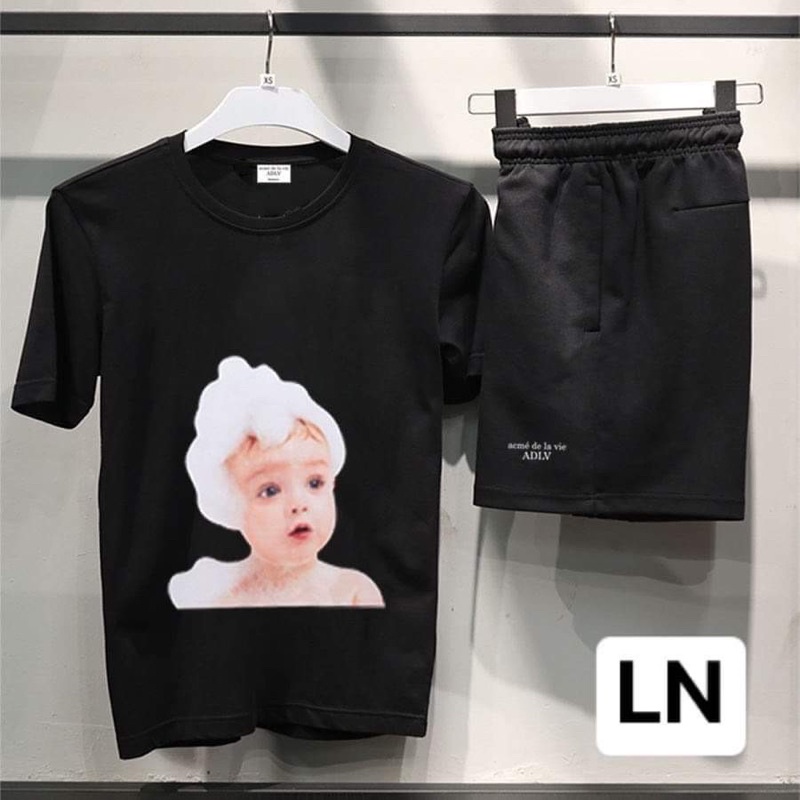 Sét áo em bé xà phòng + quần đùi chữ TH6