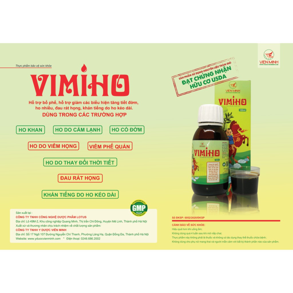 VIMIHO - SIRO HO THẢO DƯỢC 100ml