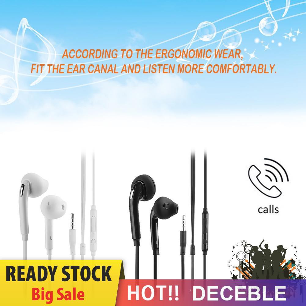 Deceble Flat 3.5mm Earphone Earpiece In Ear Earbuds Headset for Samsung S6 Note4