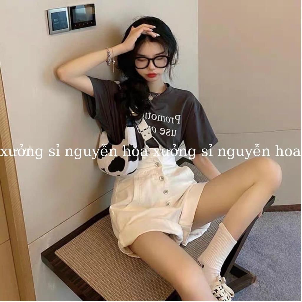 Quần yếm đùi gập gấu 1 dây cá tính năng động màu trắng dễ phối đồ phong cach hàn quốc xưởng sỉ nguyễn hoa