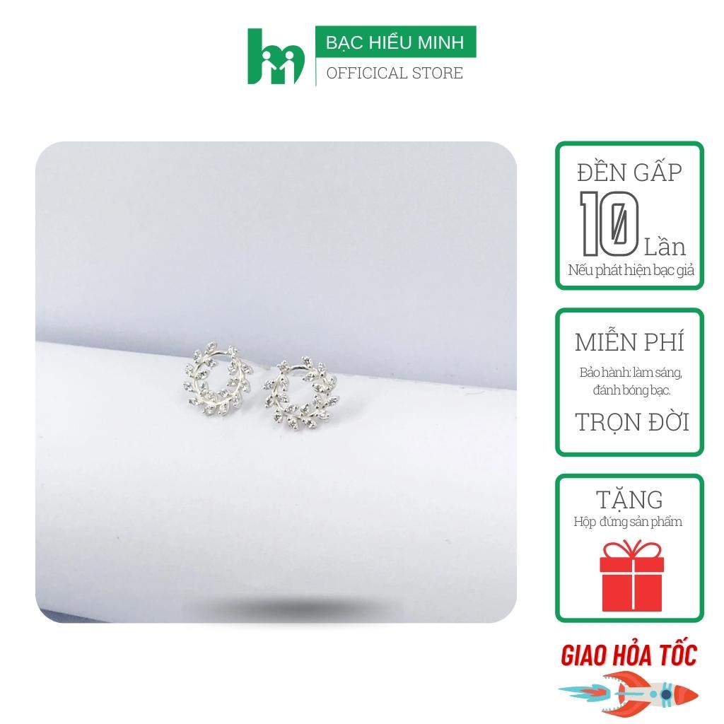 Bông Tai Bạc 925 Hoa Đá Trang Nhã Tinh Tế BẠC HIỂU MINH HT346