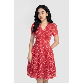 Váy cổ v bèo chân ngực 1va979do