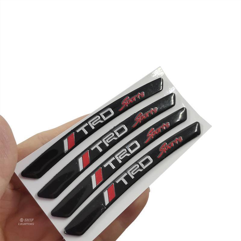 Set 4 miếng dán trang trí bánh xe ô tô hình logo thể thao TOYOTA TRD