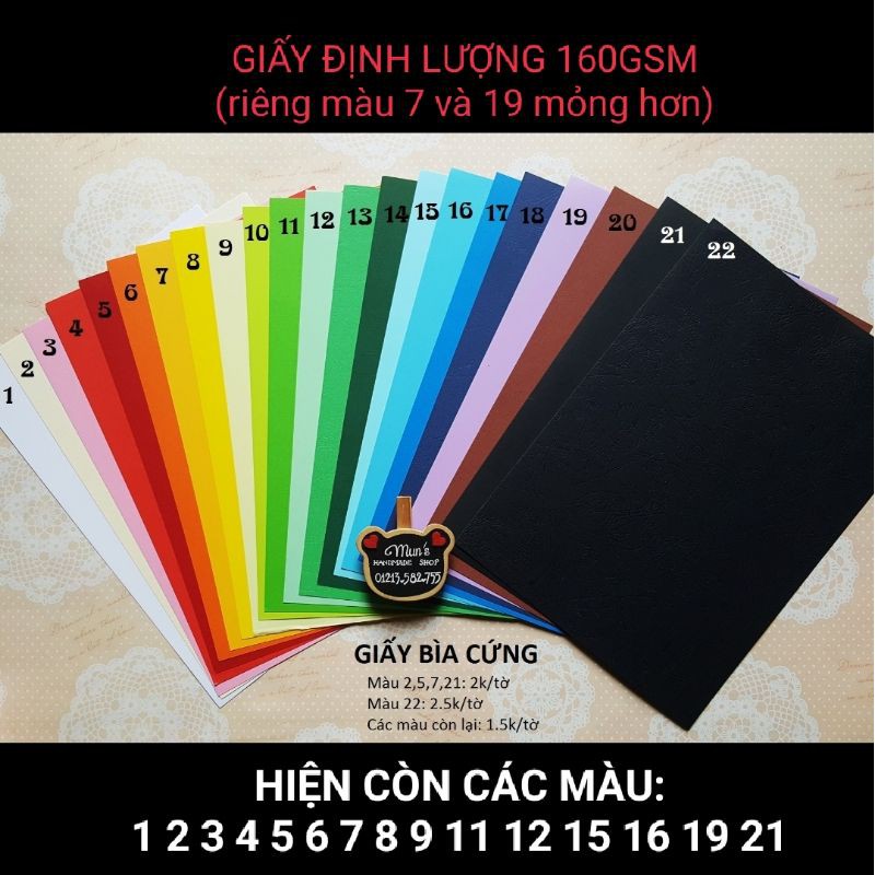 Combo 100 tờ giấy bìa cứng màu A4 làm thiệp, scrapbook