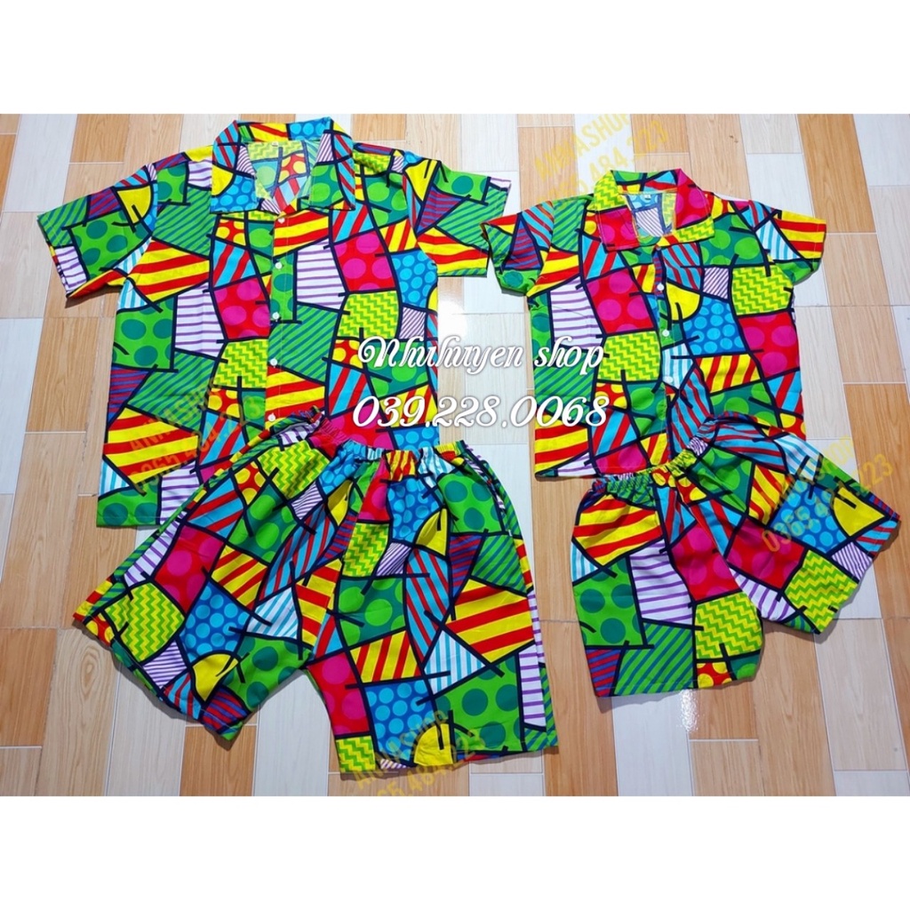 (Tổng kho HCM - Nhuhuyen shop) - set bộ mẫu ô vuông đủ size cho gia đình, team đến 120kg, chất kate thái 1