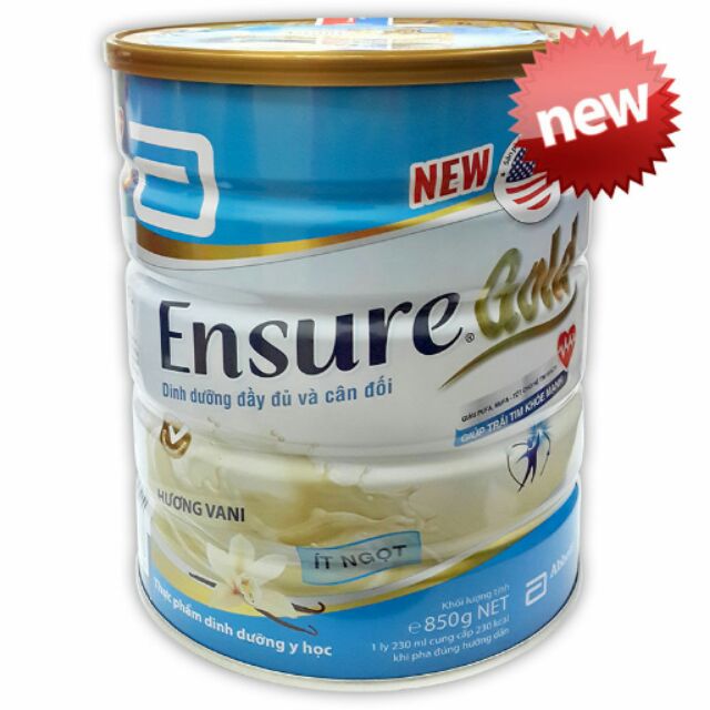 Sữa ensure gold ít ngọt hương vani 850g