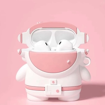 Vỏ AirPods TPU mềm dành cho airpods 1/2/3/Pro thiết kế phi hành gia có tích hợp sạc không dây