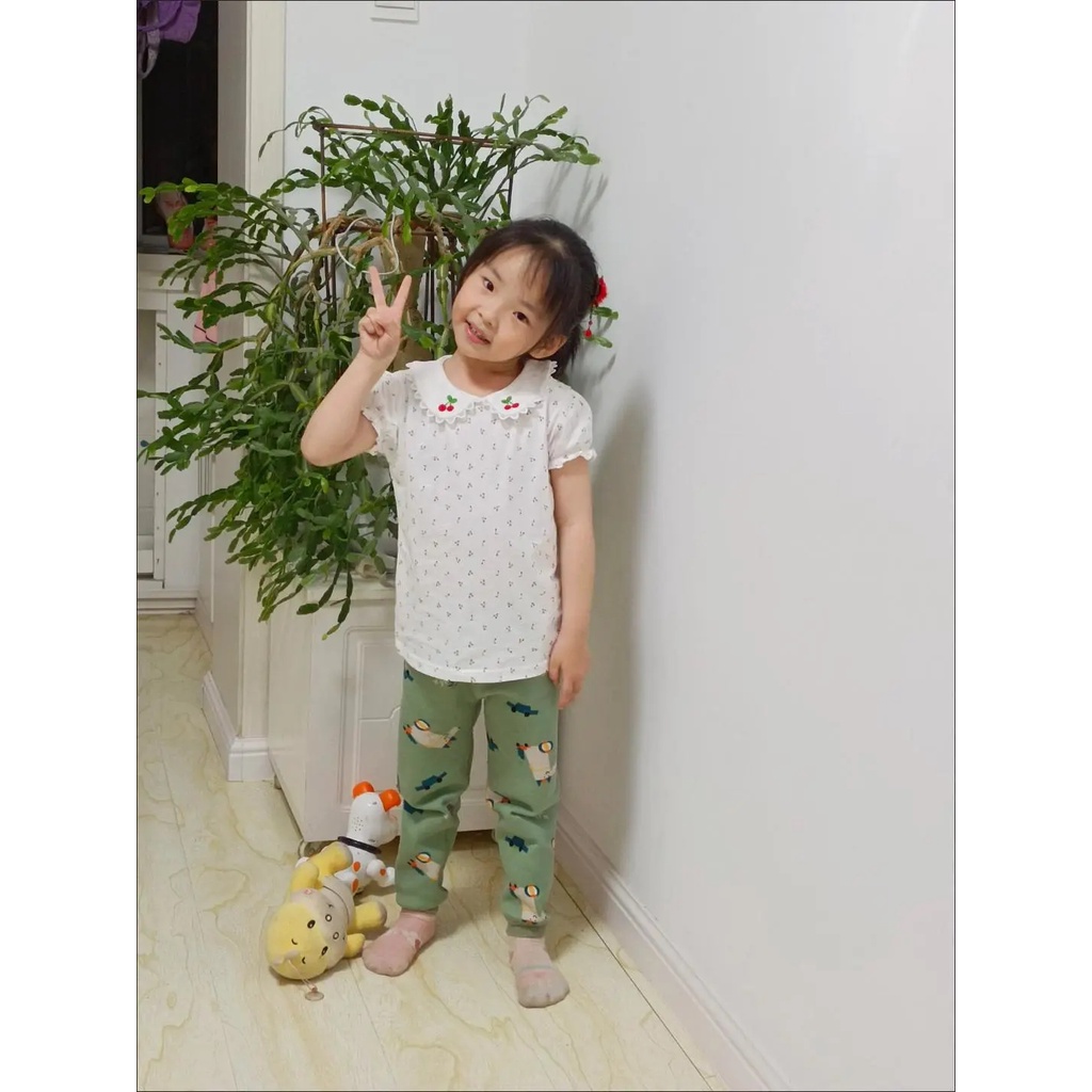 Áo Thun Tay Ngắn Cổ Búp Bê In Hình Quả Cherry Dễ Thương Dành Cho Bé Gái 1-6 Tuổi