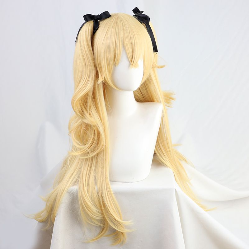 Genshin Impact Fischl Wig Long Ponytails with Ribbon Cosplay Heat Resistant Synthetic Hair Cosplay Wigs