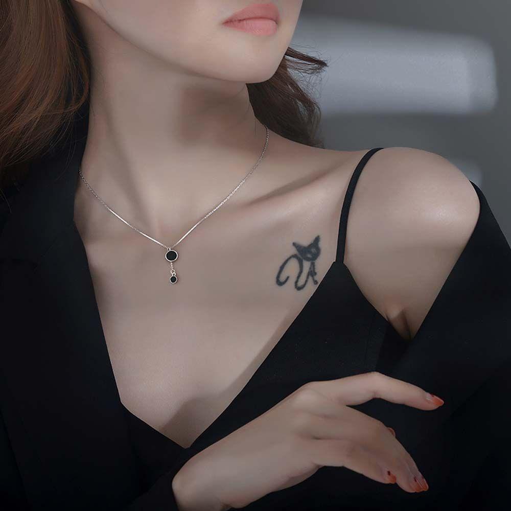 QQMALL Vòng Cổ Mặt Khóa Tròn Phối Tua Rua Đơn Giản Sáng Tạo Phong Cách Hip Hop Hàn Quốc Cho Nữ